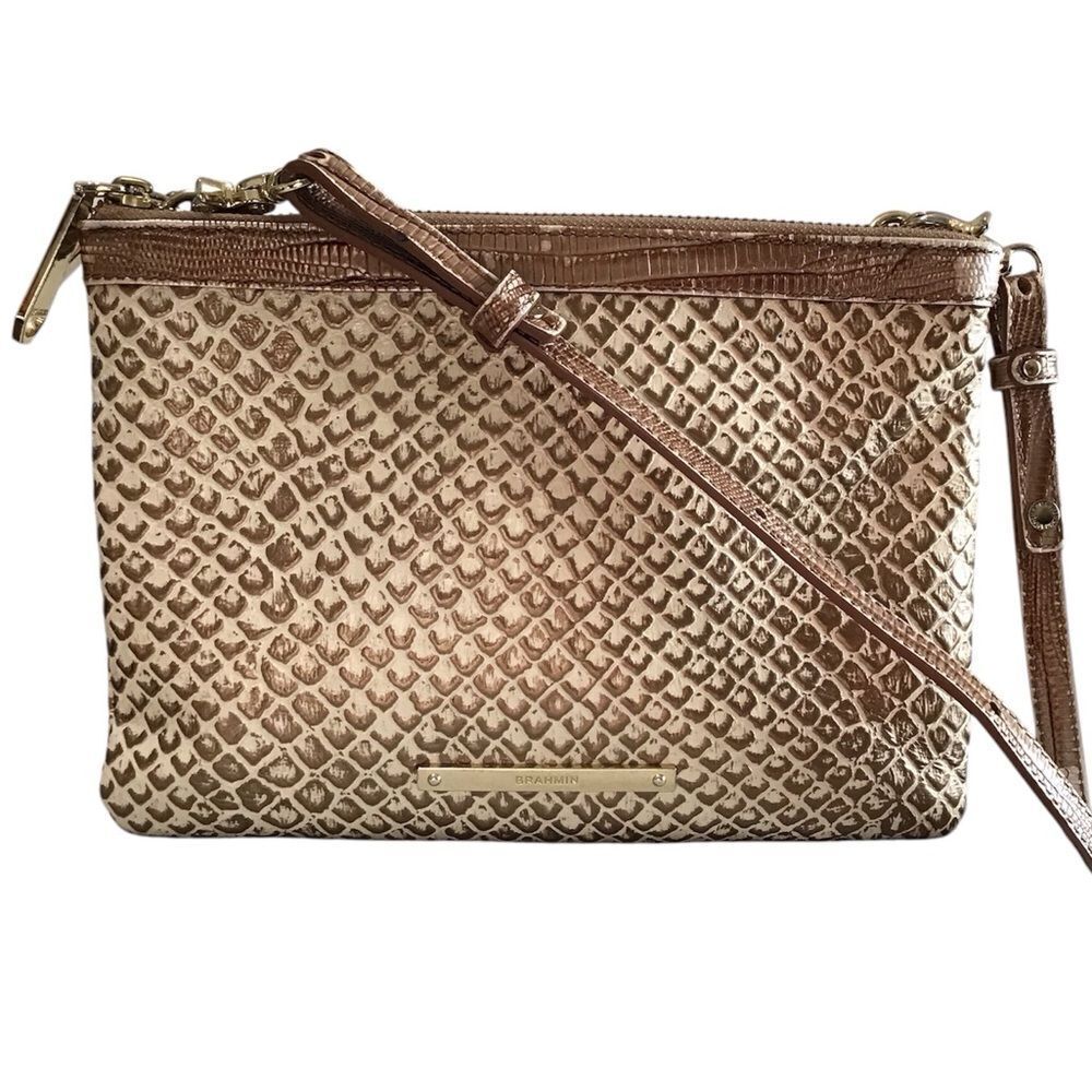 Brahmin Perri Latte Java Leather Crossbody Bag